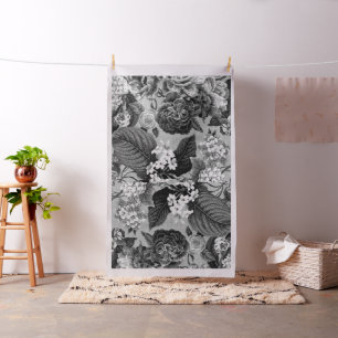 Vintage Floral Toile Botanical Cotton Twill Fabric