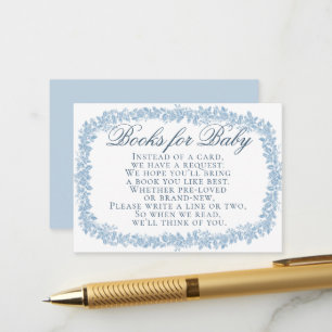Vintage Floral Toile Frame Blue Books for Baby Enclosure Card