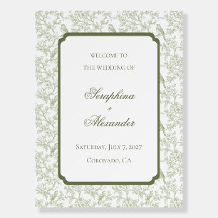 Vintage Floral Toile Wedding Welcome Sign