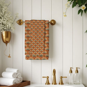 Vintage Floral Towel Rusty Orange & Brown Pop