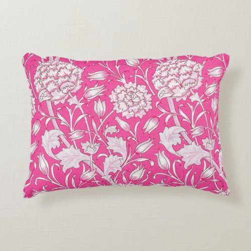 Vintage Floral Trendy Bright Pink  White Accent Pillow