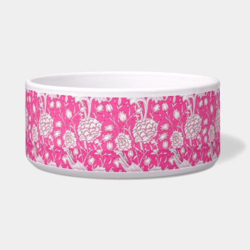 Vintage Floral Trendy Bright Pink  White Bowl
