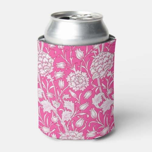 Vintage Floral Trendy Bright Pink  White Can Cooler