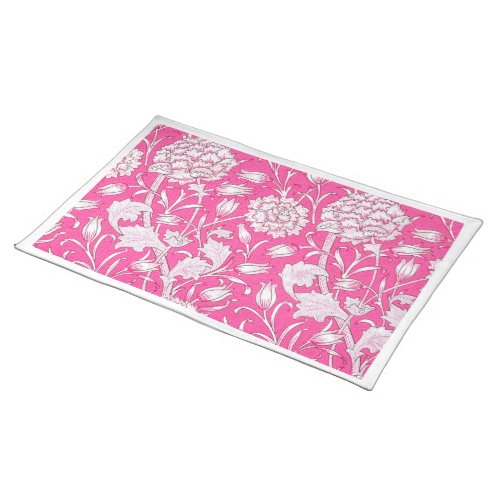 Vintage Floral Trendy Bright Pink  White Cloth Placemat