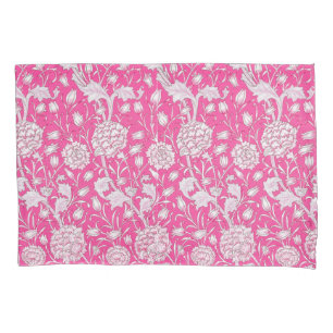 Vintage Floral Trendy Bright Pink & White Pillow Case