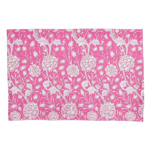 Vintage Floral Trendy Bright Pink  White Pillow Case