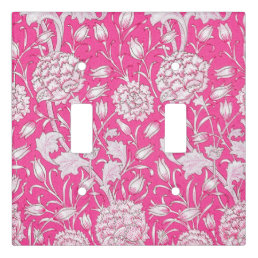 Vintage Floral Trendy Bright Pink, White Raspberry Light Switch Cover