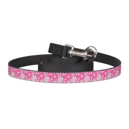 Vintage Floral Trendy Bright Pink White Raspberry Pet Leash