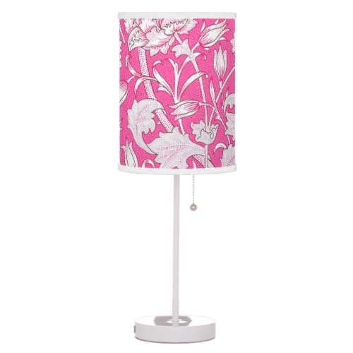 Vintage Floral Trendy Bright Pink  White Table Lamp
