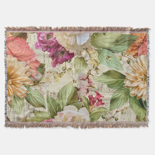 Vintage Floral Trendy Chic Modern Elegant  Throw Blanket