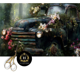 Vintage Floral Truck Furniture Decoupage Tissue Paper
