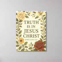 Vintage Floral “Truth Is In Jesus” Canvas