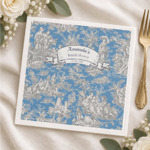 Vintage floral turquoise toile de jouy shower napkins