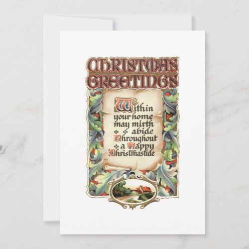 Vintage Floral Typography Christmas Greetings Poem Holiday Card