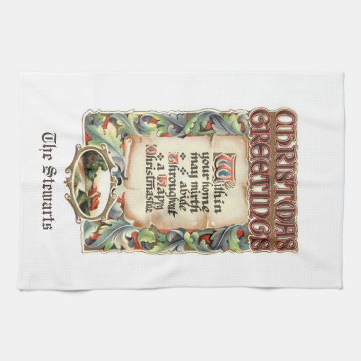 Vintage Floral Typography Christmas Greetings Poem Kitchen Towel Zazzle