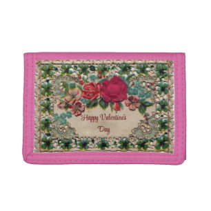 Vintage Floral Valentine Photo Wallet