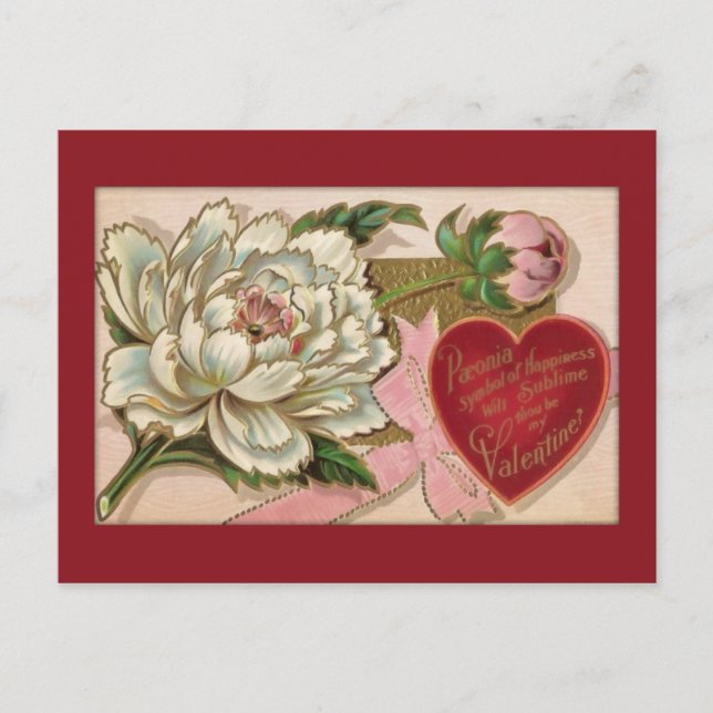 Vintage Floral Valentine Postcard (Front)