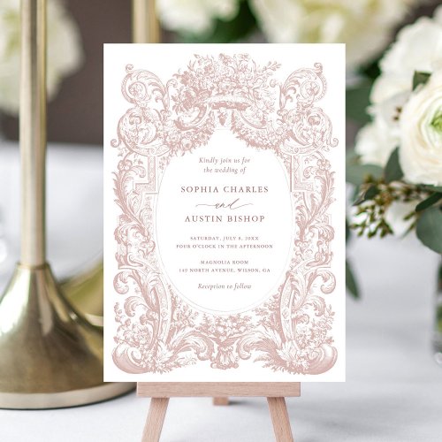 Vintage Floral Victorian Ornament Frame Wedding Invitation