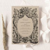 Vintage Arch Vines Ornament Frame Elegant Kraft Invitation
