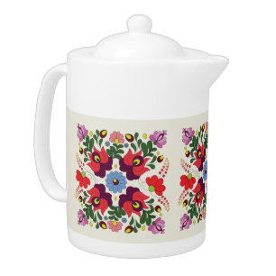Vintage Floral Vintage Folk Pattern Teapot