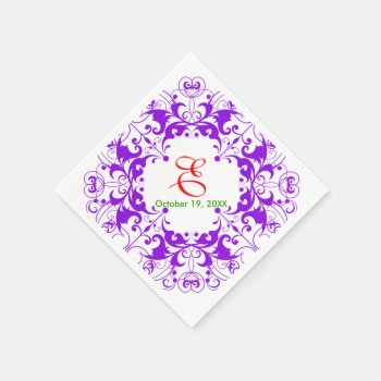 Vintage Floral Violet Wedding Birthday Paper Napkins by tsrao100 at Zazzle