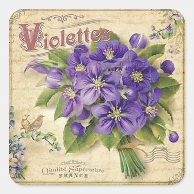 Vintage floral violets elegant sticker (Front)
