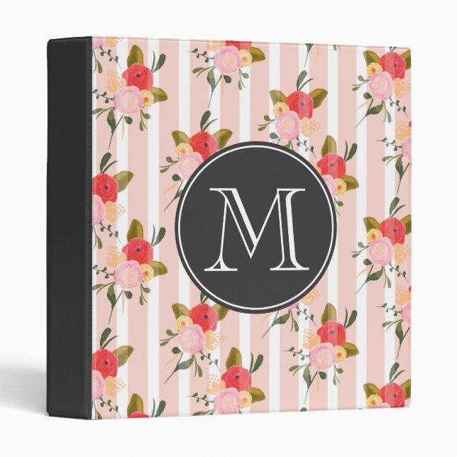 Vintage Floral Wallpaper Monogram Binder (Front/Spine)