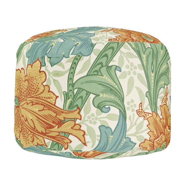 Vintage Floral Wallpaper Ottoman (Left)