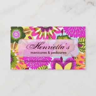 Vintage Floral Wallpaper, Pink Blue Green Business Card