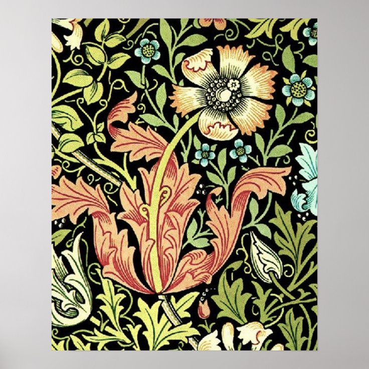 Vintage Floral Wallpaper Poster | Zazzle