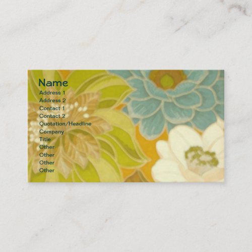 Vintage Floral Wallpaper, Turquoise Green &amp; Brown Business Card Templates