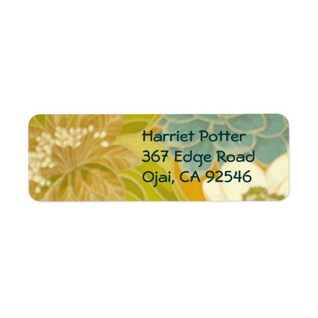 Vintage Floral Wallpaper, Turquoise Green & Brown Label (Front)