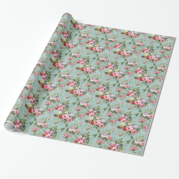Vintage Floral Wallpaper Wrapping Paper by KraftyKays at Zazzle