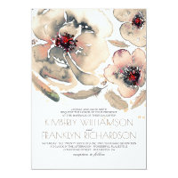 Vintage Floral Watercolor Ivory Cream Fall Wedding Card
