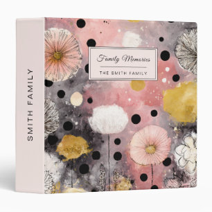 Vintage Floral Watercolor Polka Dot Art (8) 3 Ring Binder