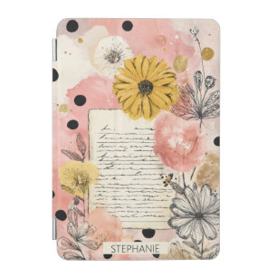 Vintage Floral Watercolor Script Polka Dot Art (6) iPad Mini Cover