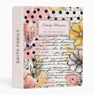 Vintage Floral Watercolor Script Polka Dot Art (7) Mini Binder