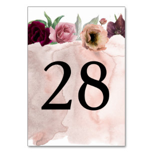 Vintage Floral Watercolor Table Number Cards