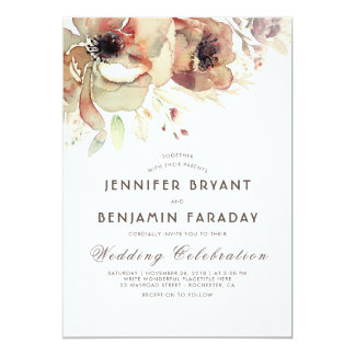 Vintage Floral Watercolors Fall Wedding Card