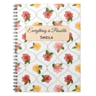 Vintage floral watercolour clear diamond Notebook