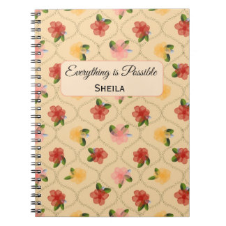 Vintage floral watercolour diamond Notebook