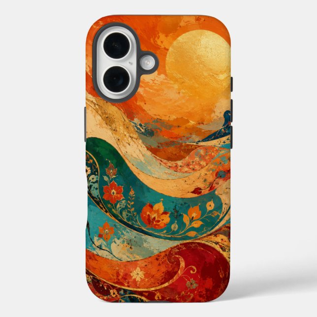 Vintage Floral Wave Phone Case (Back)