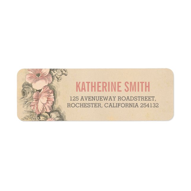 Vintage Floral Wedding Address Labels (Front)