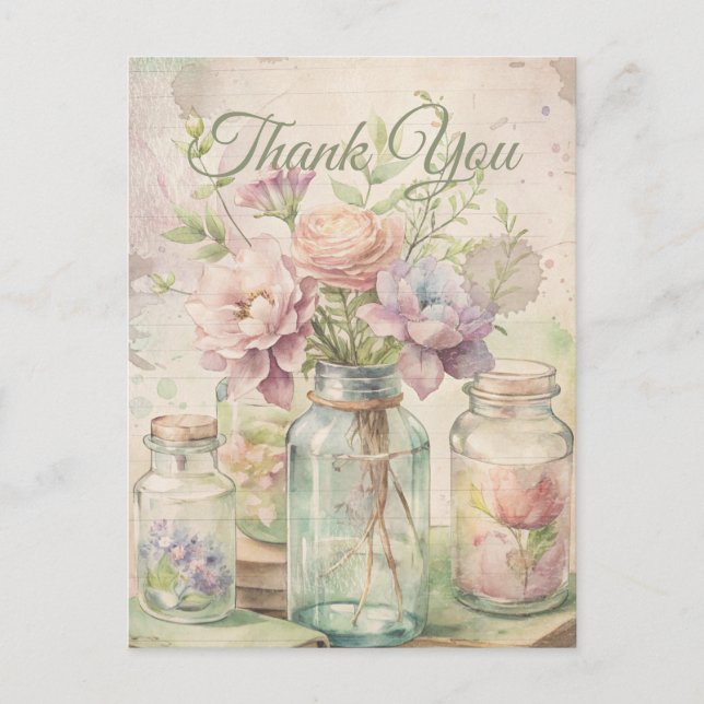 Vintage Floral Wedding Bridal Shower Thank You  Postcard (Front)
