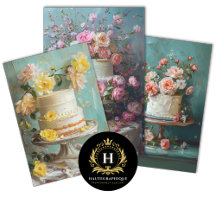 Vintage Floral Wedding Cake Food Bakery Decoupage