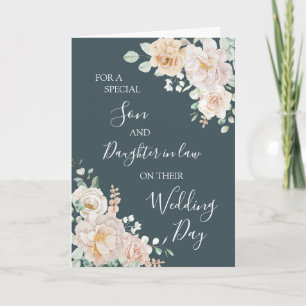 Vintage Floral Wedding Day Son Daughter in Law Letterpress Thank You Card