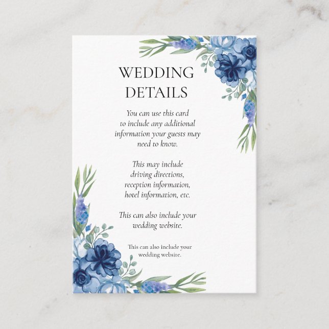 Vintage Floral  Wedding Details Enclosure Card (Front)
