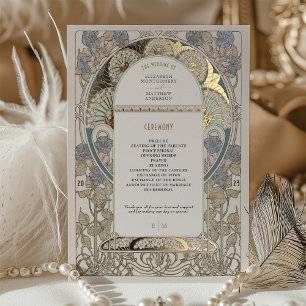 Vintage Floral Wedding Dusty Blue Program
