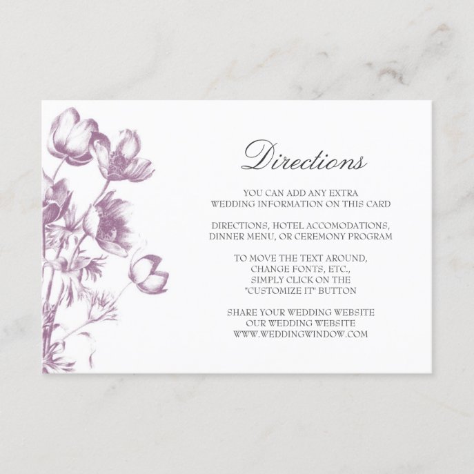 Vintage Floral Wedding Enclosure Card / White