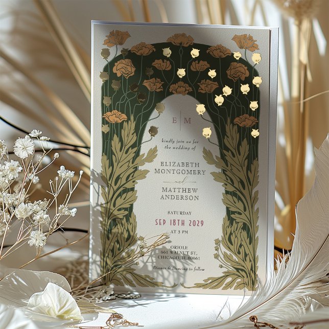 Vintage Floral Wedding Gold Foil Invitation (Creator Uploaded)